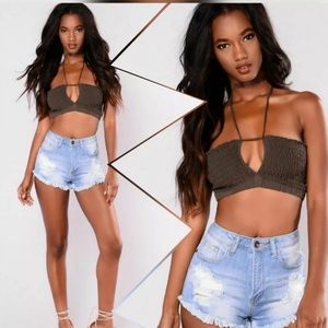Olive green Fashion Nova crop